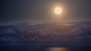 La Superluna del 13 luglio 2022 fotografata dall'isola di Tavolara, in Sardegna (foto di Francesco Tronci, ottenuta da 55 scatti a esposizioni diverse ed elaborati da Giuseppe Conzo/Gruppo Astrofili Palidoro) (ANSA)