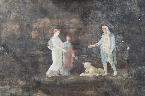 Pompei, un salone decorato con immagini della guerra di Troia