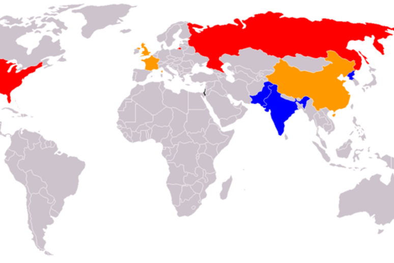 Mappa dei Paesi che hanno armi nucleari (fonte: Wikipedia) - RIPRODUZIONE RISERVATA