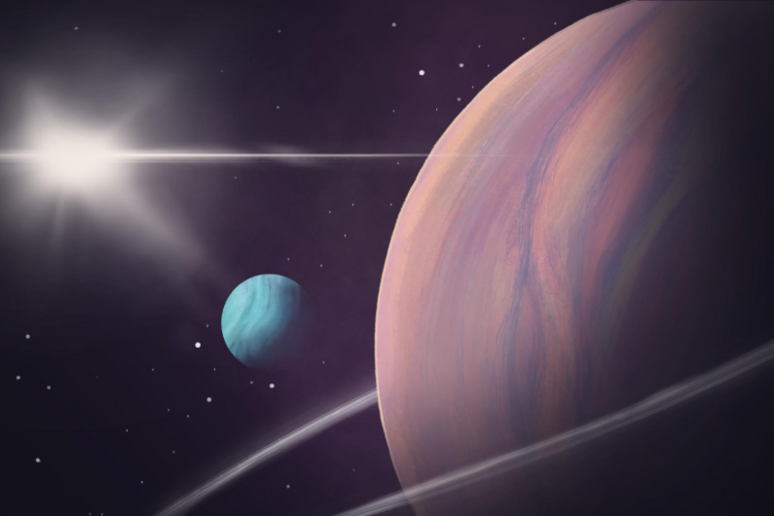 Rappresentazione artistica della seconda luna di un pianeta esterno al Sistema Solare finora scoperta. Il pianeta è un gigante simile a Giove, chiamato Kepler 1625b (fonte: Helena Valenzuela Widerström) - RIPRODUZIONE RISERVATA
