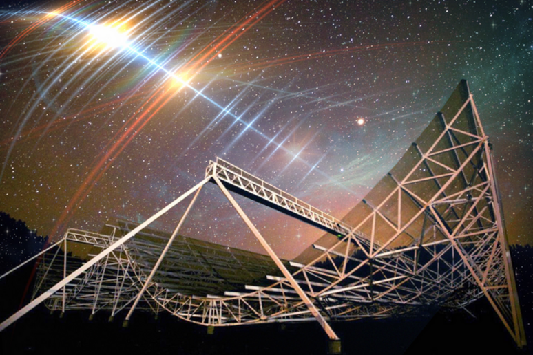 Individuato un lampo di onde radio da una galassia lontana, il più lungo e regolare mai rilevato (Fonte: Photo courtesy of CHIME, with background edited by MIT News) - RIPRODUZIONE RISERVATA