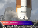 Il test del caricamento dei propellenti sul lanciatore Sls della missione Artemis 1 (fonte: NASA TV) (ANSA)