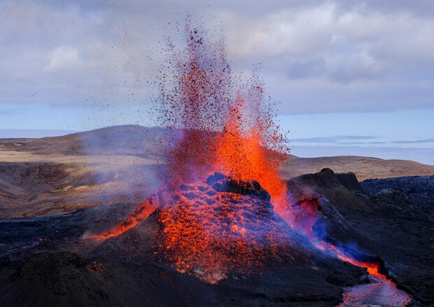 L’eruzione del vulcano islandese Fagradalsfjall, iniziata il 19 marzo 2021 (Fonte: Kristinn Ingvarsson, University of Iceland) (ANSA)