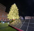 Si accende l'albero 'solare' di Piazza Venezia a Roma (ANSA)