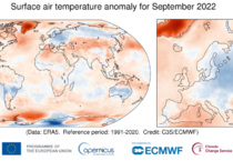 Settembre 2022 è stato il quarto più caldo a livello globale (fonte:  Copernicus Climate Change Service/ECMWF) (ANSA)