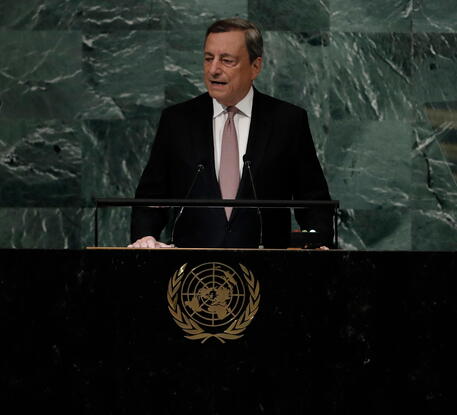 Il premier Draghi all'Assemblea dell'Onu © EPA
