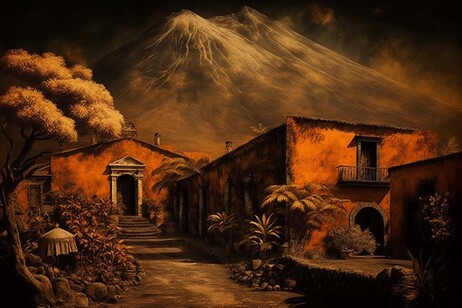 Rappresentazione artistica dell'eruzione del Vesuvio del 79 d.C.  a Pompei (fonte: Pixabay)