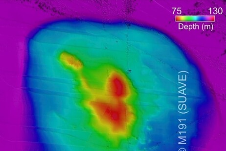 Mappa di uno dei complessi vulcani sottomarini scoperti nel canale di Sicilia (fonte: Ogs)