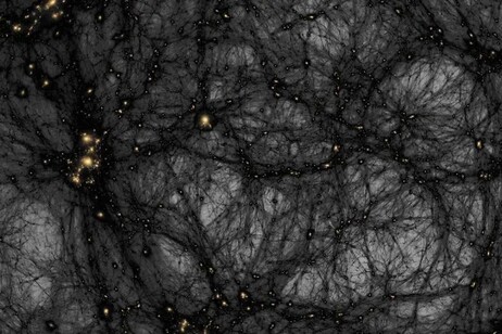 Simulazione della formazione della materia oscura dall’universo primordiale a oggi (fonte: Ralf Kaehler/SLAC National Accelerator Laboratory, American Museum of Natural History)