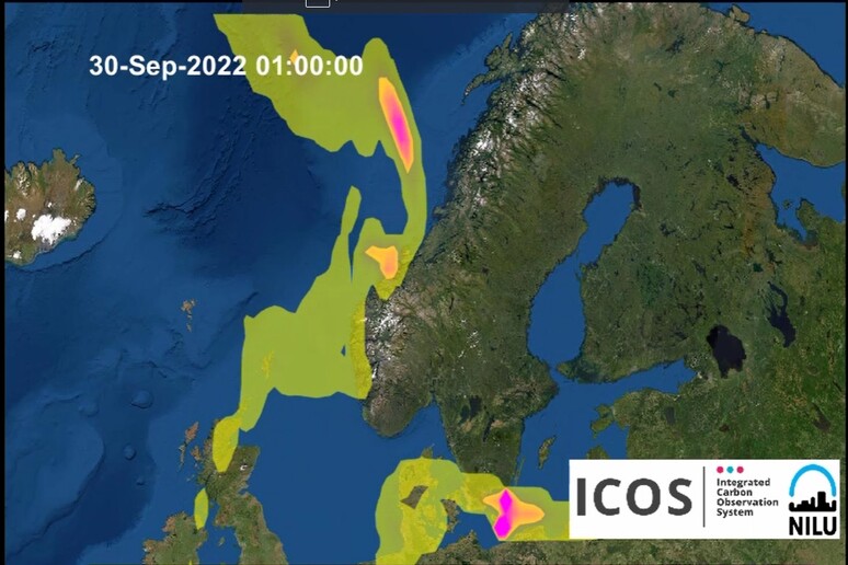 La simulazione della nube di metano sulla Scandinavia (fonte: NIU) - RIPRODUZIONE RISERVATA