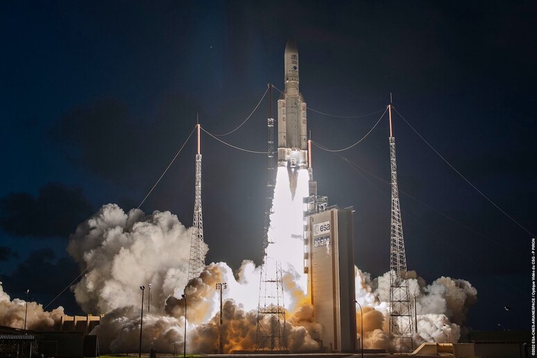 Il lancio del satellite a bordo del razzo Ariane 5 è avvenuto nella notte del 7 settembre alle 23,45 ora italiana, dalla base europea di Kourou, nella Guyana francese (Fonte: ESA/CNES/Arianespace/P. Piron) - RIPRODUZIONE RISERVATA