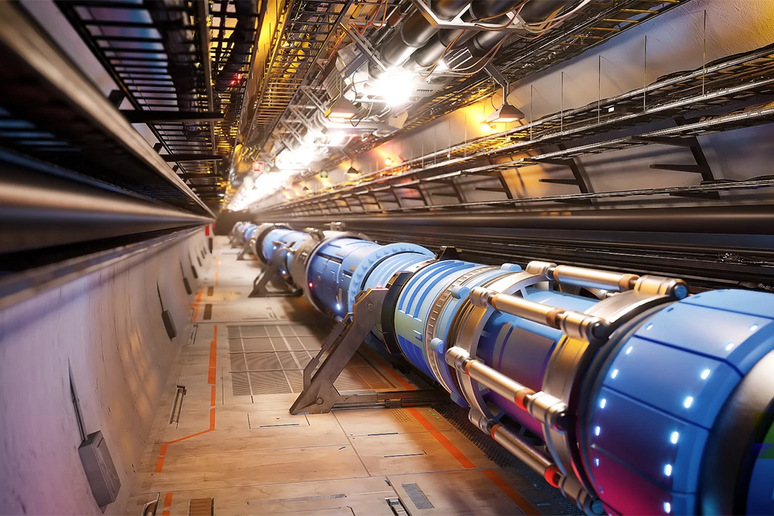 Il Future Circular Collider utilizzerebbe un tunnel di 91 chilometri per far scontrare elettroni e positroni (rappresentazione artistica). Credito: PIXELRISE -     RIPRODUZIONE RISERVATA